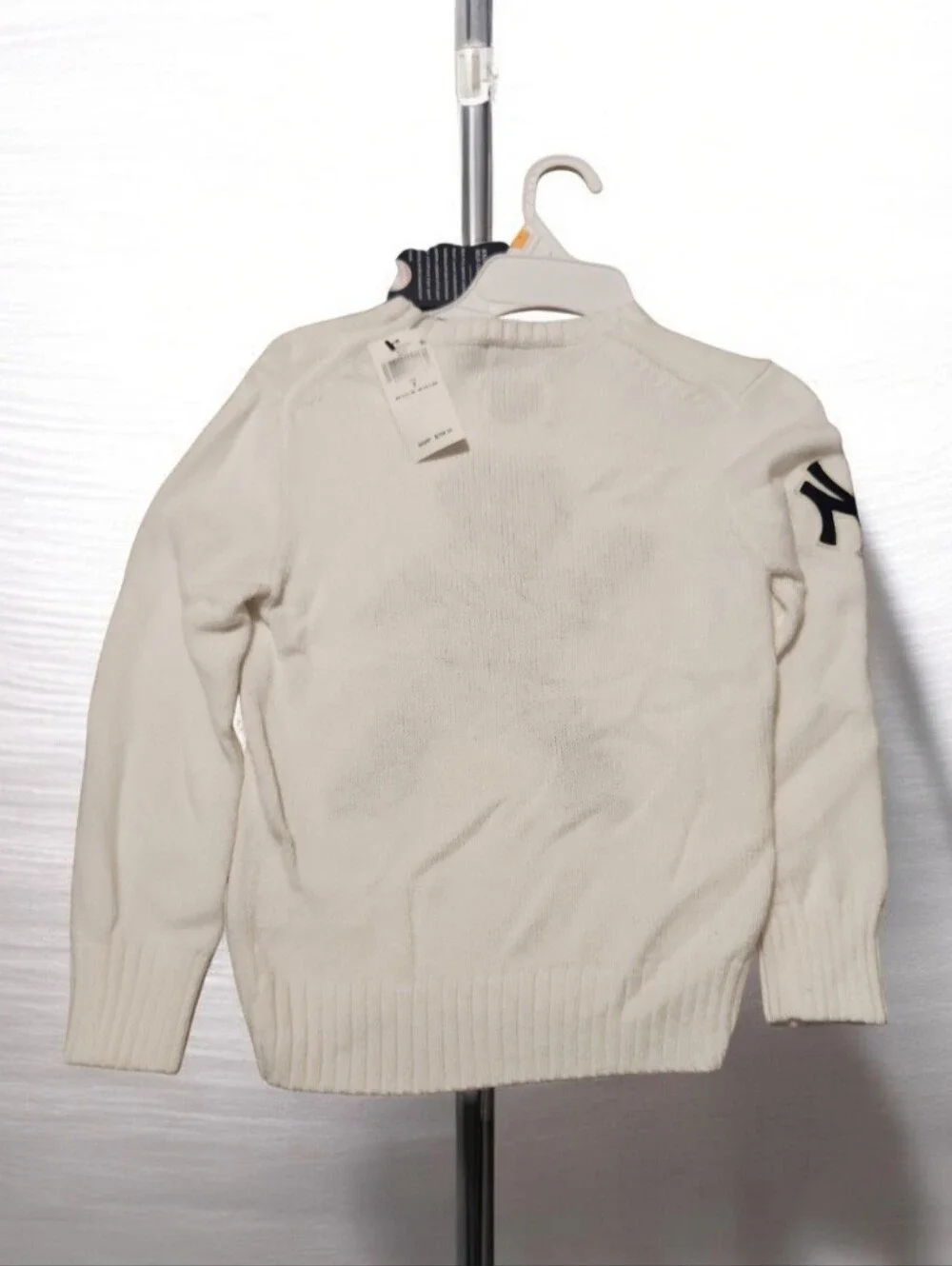 Yankees Polo Ralph Lauren Preschool Bear Pullover Sweater - White - Size 7